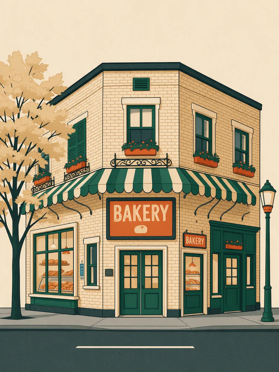 Bloor Street Bakery, an illustrated bakery shopfront